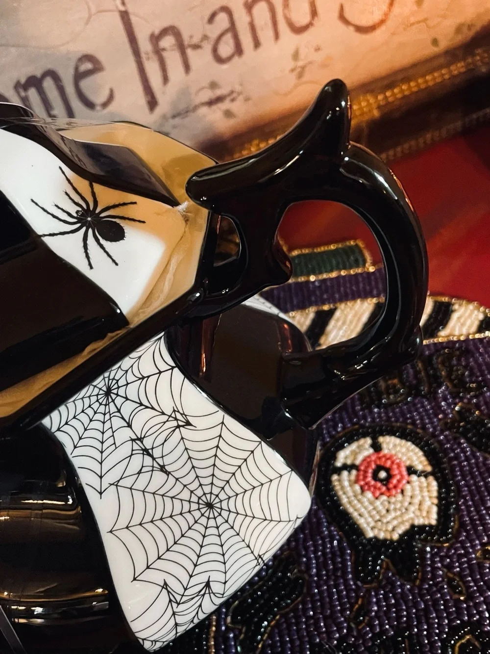 GRACE TEAWARE NWT Halloween Spider And Web Fine Porcelain Gothic Witchy Teapot